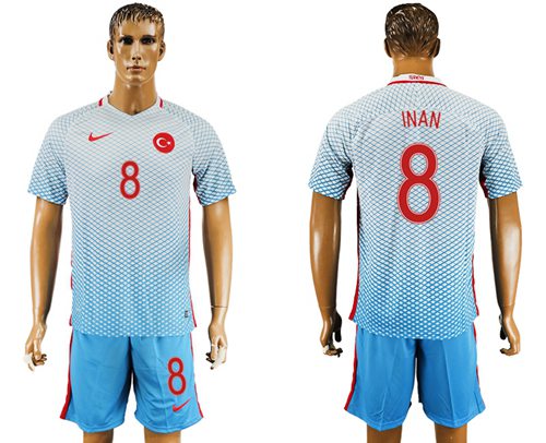 Turkey #8 INAN Away Soccer Country Jersey - Click Image to Close